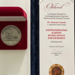 Bánki Donát Emlékérmet kapott Katona Tamás János oktatónk